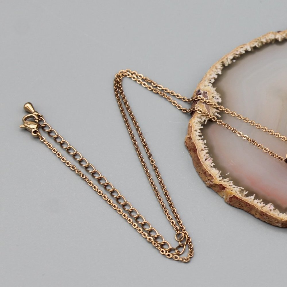 Jewelry necklace alphabet letter I rose gold tone heart love minimalist dainty - Picture 4 of 5